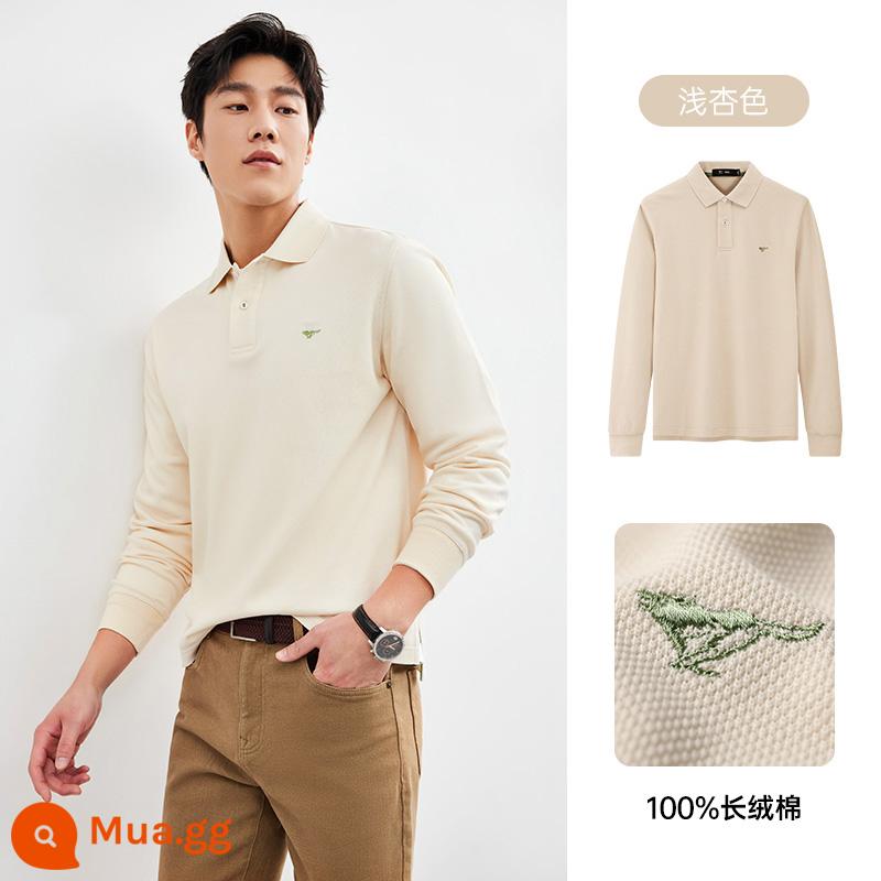 Bảy con sói cuộc sống sói dài tay Áo sơ mi nam mùa xuân và mùa thu cotton nguyên chất thoáng khí công việc bình thường nhiều màu T-shirt nam - 704(mơ nhạt)