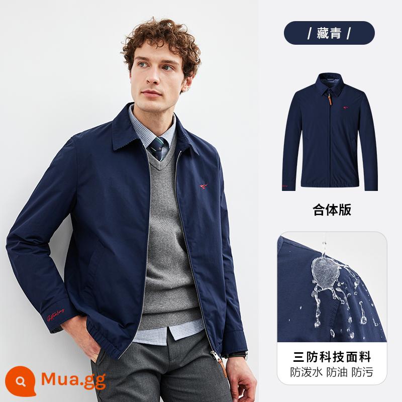 Seven Wolf Lapel Coach Jacket Men 2022 Autumn New Business Giải trí màu rắn Thin Anti -jackets - Áo khoác huấn luyện viên 101 (Hải quân)-1558