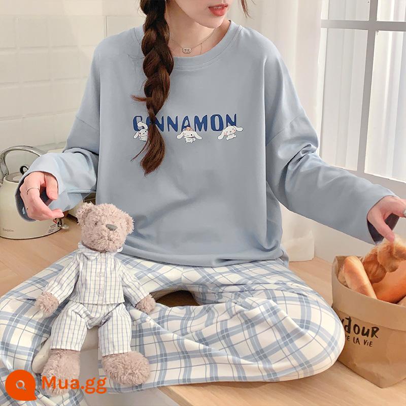 Quần dài dài tay Bộ đồ ngủ cho nữ xuân thu cotton nguyên chất phong cách người nổi tiếng trên mạng mùa thu đông phong cách nữ tính dễ thương quần áo ở nhà 2023 phong cách mới - LX-81000