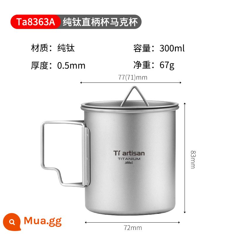 Titan Nghệ Nhân Ngoài Trời Nguyên Chất Titanium Cốc Kim Loại Trà Cắm Trại Titanium Cốc Cà Phê 1 Lớp Tay Cầm Gấp Di Động cốc Nước - 300ML (bao gồm cả nắp)