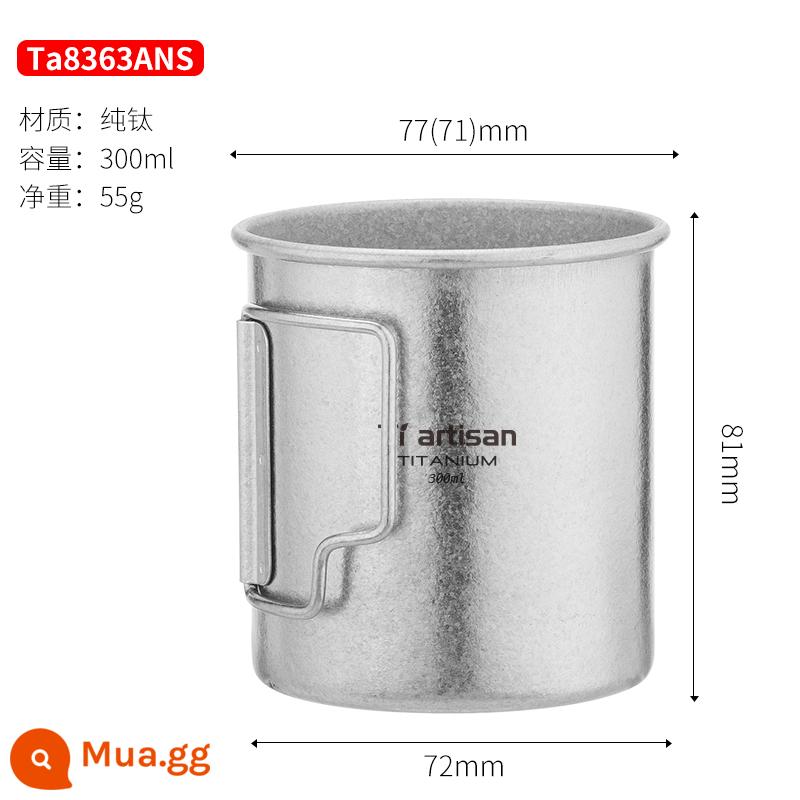 Titan Nghệ Nhân Ngoài Trời Nguyên Chất Titanium Cốc Kim Loại Trà Cắm Trại Titanium Cốc Cà Phê 1 Lớp Tay Cầm Gấp Di Động cốc Nước - [Hoa đá không nắp] cốc 300ML