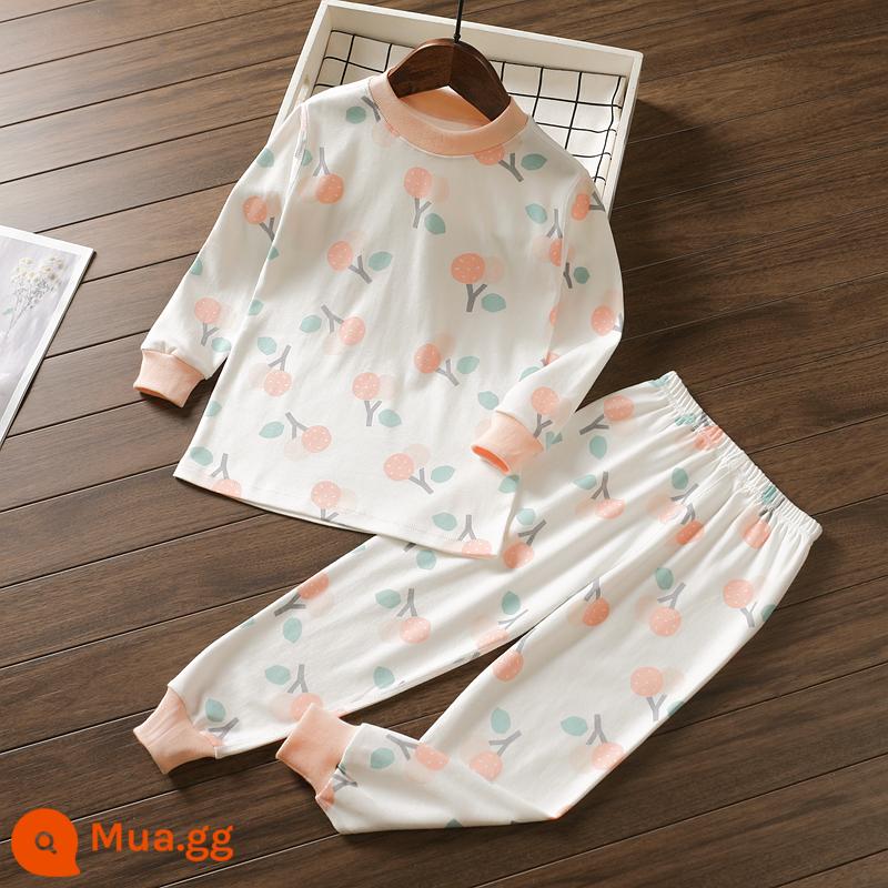 Bộ đồ lót trẻ em Little Qinglong cotton nguyên chất quần áo mùa thu quần vệ sinh bé trai và bé gái cotton vừa và lớn áo len cotton ấm áp cho trẻ em - anh đào hồng