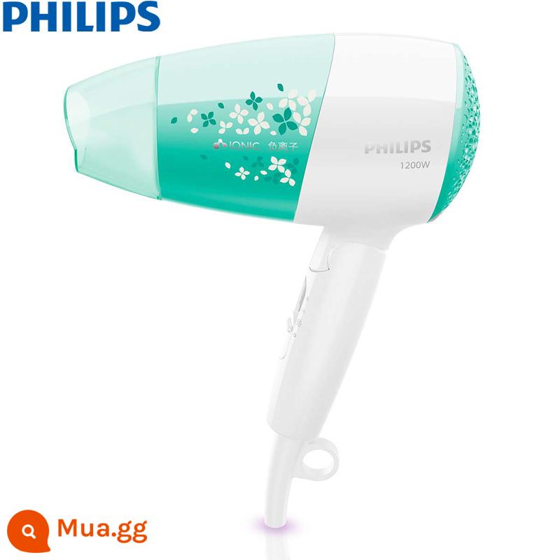 Máy sấy tóc Philips gia đình ion âm di động kích thước ký túc xá điện máy sấy tóc có thể gập lại BHC019 - màu xanh da trời