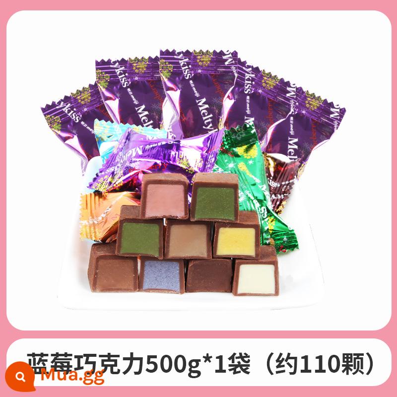 meiji Meiji Sô cô la Snow Kiss Sandwich Sôcôla Hỗn hợp Kẹo nhiều hương vị Số lượng lớn Lễ hội mùa xuân Đồ ăn nhẹ Bán buôn - Sôcôla việt quất 500g*1 túi (khoảng 110 miếng)