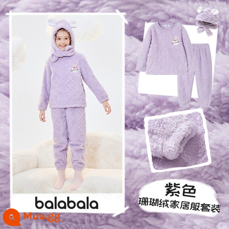 Balabala Bé Trai Homewear Phù Hợp Với Lớn Trẻ Em Nỉ Mặc Bộ Đồ Ngủ Trẻ Em Mùa Đông 2022 Mới Dày Nhỏ - Màu tím (kiểu cha mẹ và con cái, có thể mặc bên ngoài)-208422171217