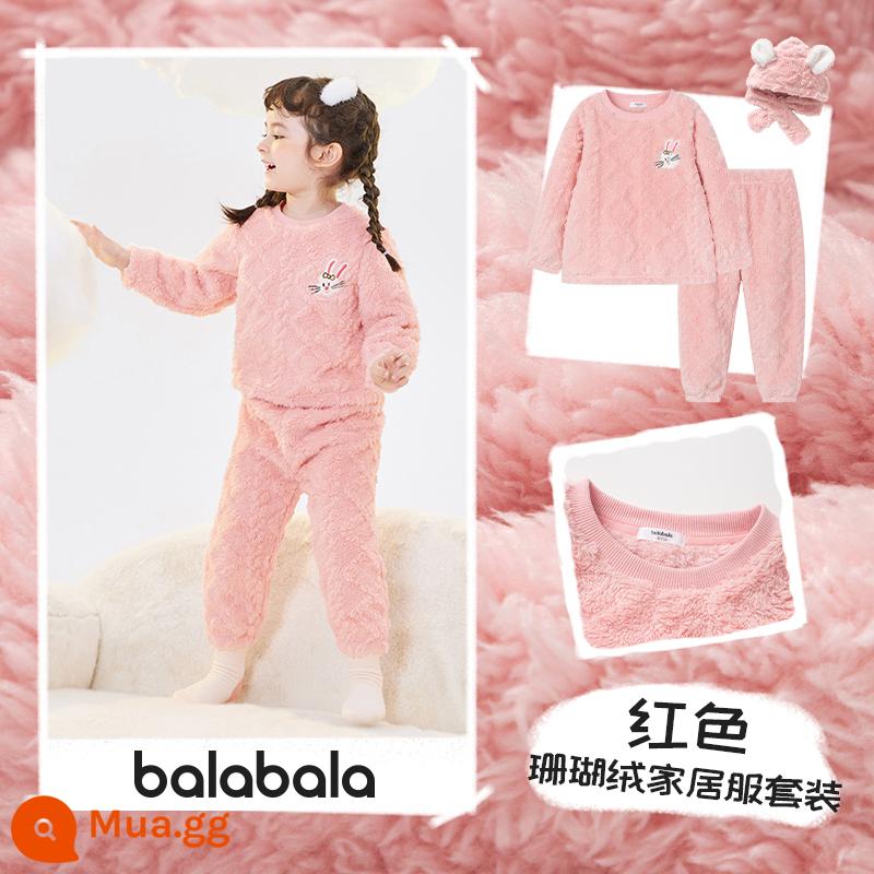 Balabala Bé Trai Homewear Phù Hợp Với Lớn Trẻ Em Nỉ Mặc Bộ Đồ Ngủ Trẻ Em Mùa Đông 2022 Mới Dày Nhỏ - Màu đỏ (kiểu cha mẹ và con cái, có thể mặc bên ngoài)-208422171217