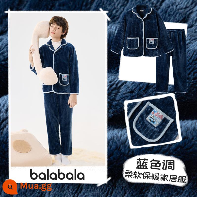 Balabala Bé Trai Homewear Phù Hợp Với Lớn Trẻ Em Nỉ Mặc Bộ Đồ Ngủ Trẻ Em Mùa Đông 2022 Mới Dày Nhỏ - Tone xanh (23 kiểu mới ấm áp, thoải mái, có thể mặc ra ngoài)-208423171207