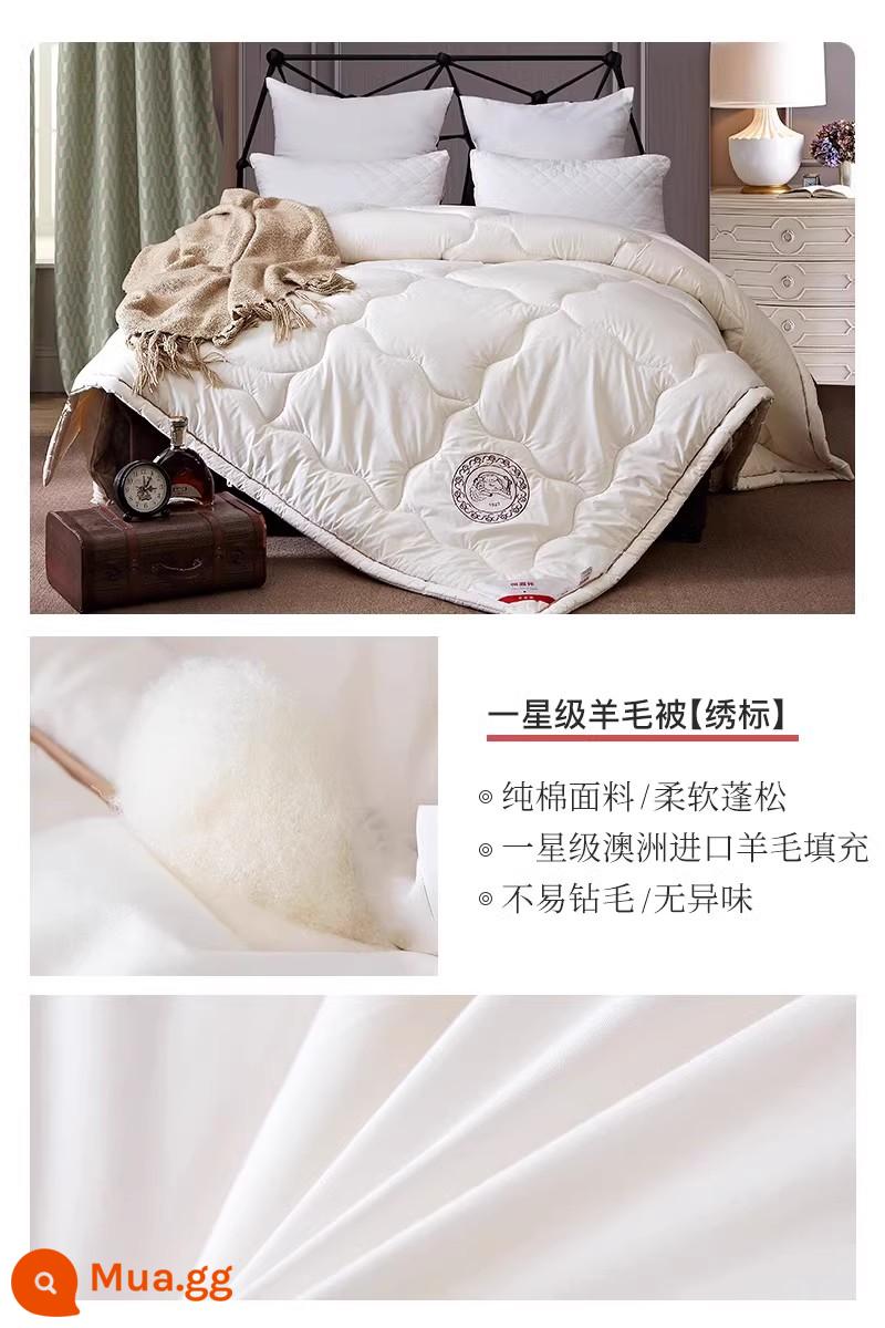 Hengyuanxiang chăn len nhập khẩu Úc đích thực 100 chăn len nguyên chất chăn mùa đông chăn cotton nguyên chất dày lõi chăn ấm áp mùa đông - Chăn len thêu logo [một sao 100% len Úc]