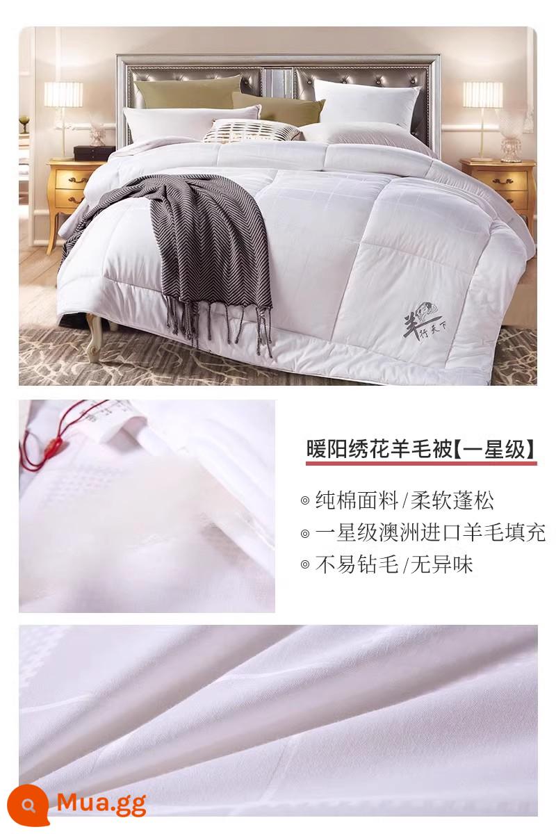 Hengyuanxiang chăn len nhập khẩu Úc đích thực 100 chăn len nguyên chất chăn mùa đông chăn cotton nguyên chất dày lõi chăn ấm áp mùa đông - Tranh thêu cừu ấm áp [một sao 100% len Úc]