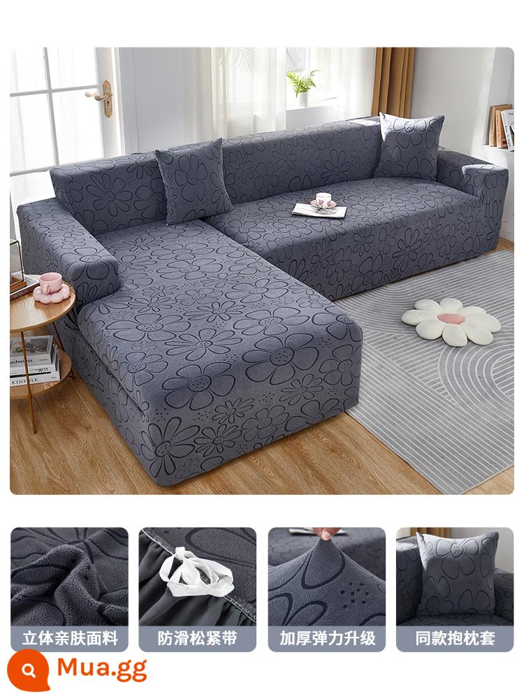 2022 Bộ sofa mới Bộ tất cả -Bộ quần áo phổ quát bao gồm một bộ khăn vải dày phổ biến - Hướng dương-Xám đậm