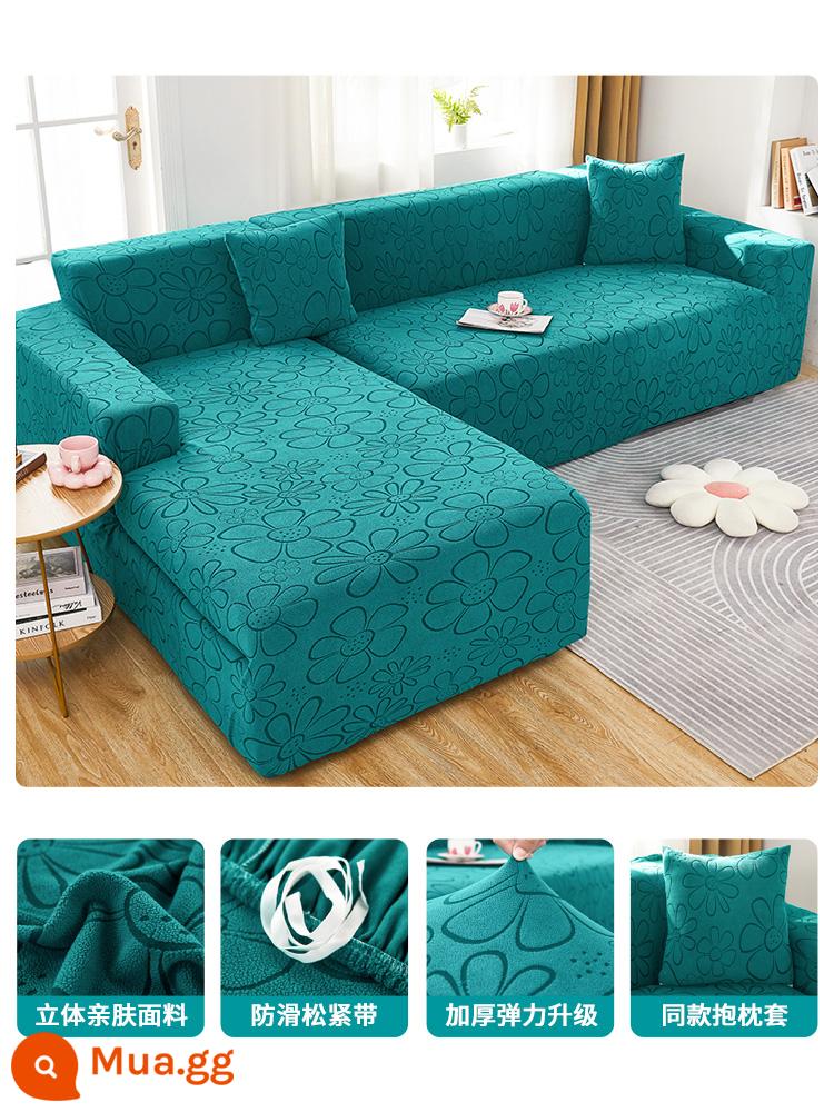 2022 Bộ sofa mới Bộ tất cả -Bộ quần áo phổ quát bao gồm một bộ khăn vải dày phổ biến - Hướng dương-xanh đậm