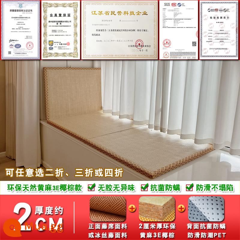 Chiếu tatami phong cách Nhật Bản, chiếu tatami tùy chỉnh, thảm cọ dừa, nệm trải sàn, chiếu tatami nhà, chiếu tatami, chiếu tùy chỉnh - Dừa đay dày 2,0cm ¾ gấp/mét vuông