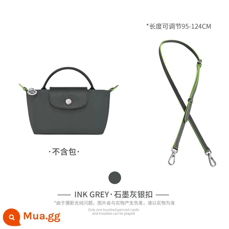 Xưởng thủ công LONGCHAMP chuyển đổi túi mini không cần đục lỗ túi bánh bao nhỏ có dây đeo vai Túi Messenger với phụ kiện mua một lần - Màu xám than chì (lớp da bò đầu tiên) Dây đeo vai 95-124cm được bán riêng