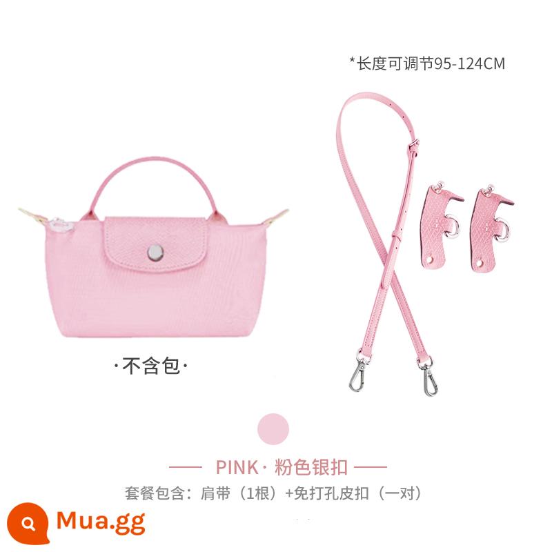 Xưởng thủ công LONGCHAMP chuyển đổi túi mini không cần đục lỗ túi bánh bao nhỏ có dây đeo vai Túi Messenger với phụ kiện mua một lần - (hồng) dây đeo vai + gói [không đục lỗ] [phương pháp đeo chéo]