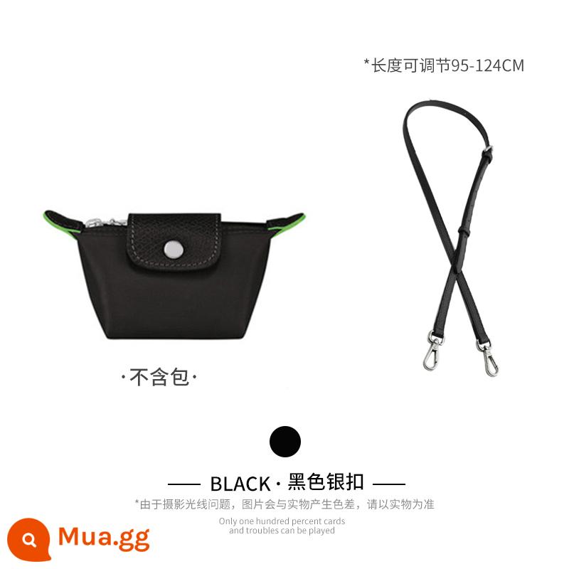 Xưởng thủ công LONGCHAMP chuyển đổi túi mini không cần đục lỗ túi bánh bao nhỏ có dây đeo vai Túi Messenger với phụ kiện mua một lần - Khóa bạc màu đen (lớp da bò đầu tiên) Dây đeo vai 95-124cm được bán riêng