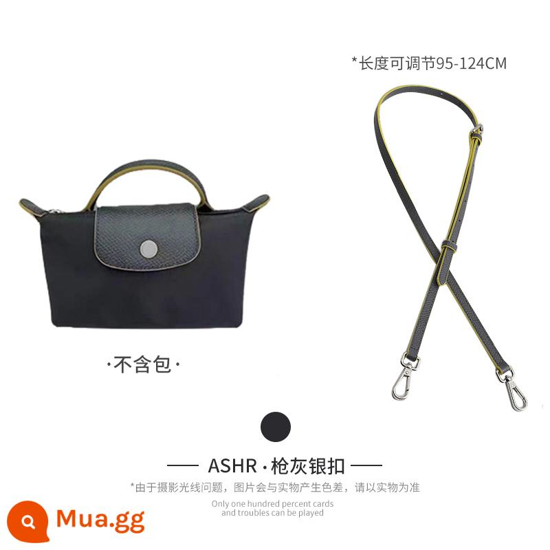 Xưởng thủ công LONGCHAMP chuyển đổi túi mini không cần đục lỗ túi bánh bao nhỏ có dây đeo vai Túi Messenger với phụ kiện mua một lần - Màu xám súng (lớp da bò đầu tiên) Dây đeo vai 95-124cm được bán riêng