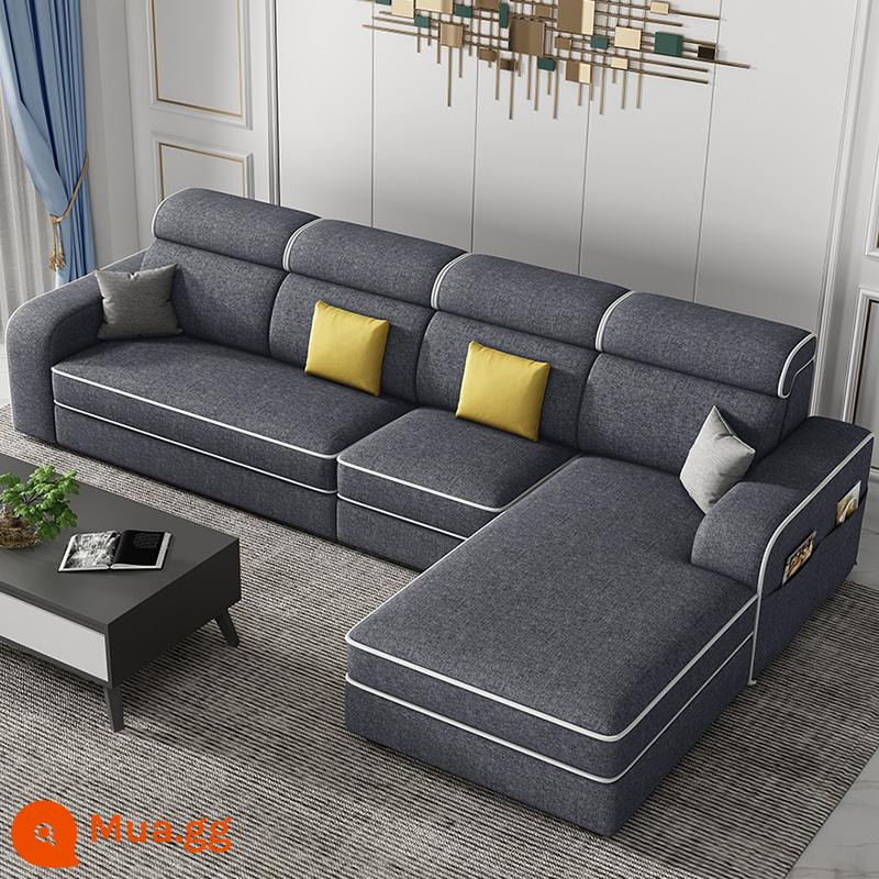 Bắc Âu Sofa Vải Phòng Khách 2023 Mới Có Thể Tháo Rời Và Giặt Được Kích Thước Căn Hộ Công Nghệ Vải Đơn Giản Và Hiện Đại - Màu xám đen