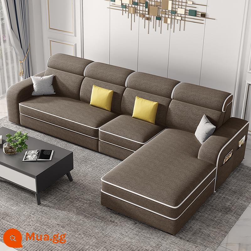 Bắc Âu Sofa Vải Phòng Khách 2023 Mới Có Thể Tháo Rời Và Giặt Được Kích Thước Căn Hộ Công Nghệ Vải Đơn Giản Và Hiện Đại - Màu nâu (vải ba lớp)