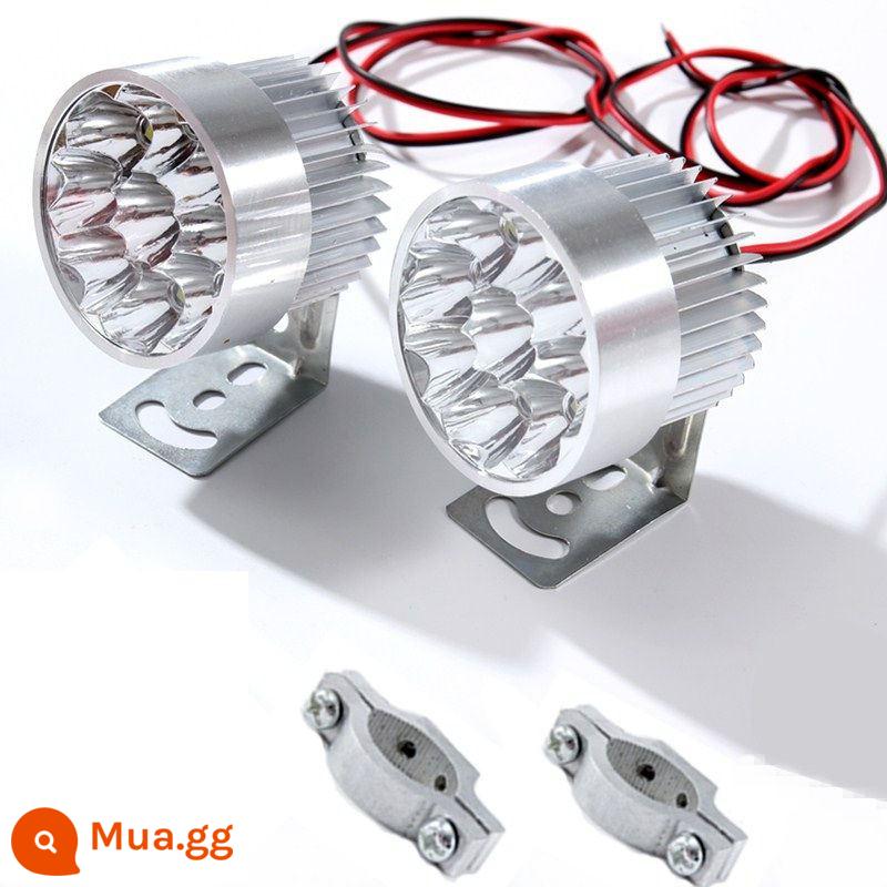 Xe máy 12V 4 bánh xe điện 60 đèn phòng khách siêu sáng 96V sửa đổi đèn pha đa năng ánh sáng mạnh chống thấm nước 48LED đèn - 9 hạt (đánh dấu) 2 miếng + 2 kẹp ống