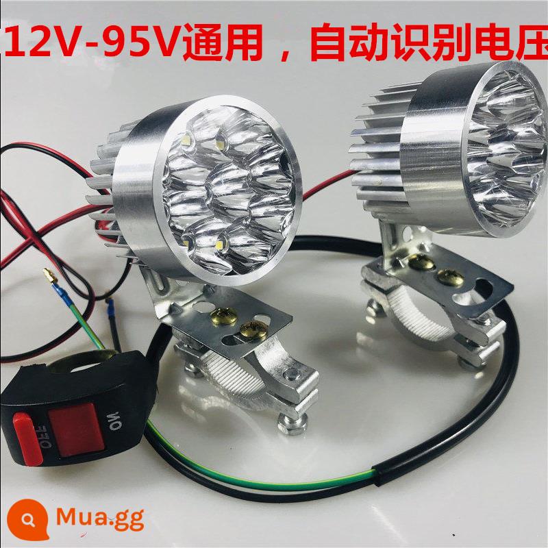 Xe máy 12V 4 bánh xe điện 60 đèn phòng khách siêu sáng 96V sửa đổi đèn pha đa năng ánh sáng mạnh chống thấm nước 48LED đèn - 12 hạt (đánh dấu) 2 miếng + 2 kẹp ống 1 công tắc