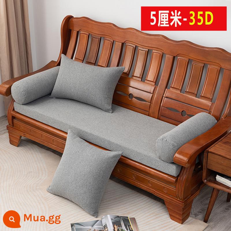 Vải lanh màu tinh khiết đệm sofa gỗ chắc chắn đơn giản hiện đại ghế gỗ gụ mật độ cao đệm xốp cứng chống trượt có thể tháo rời có thể giặt được - Màu xám nhạt (dày 5cm-bọt biển 35D)