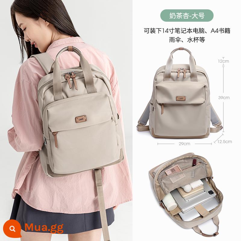 Leif Oxford Ba Lô Canvas Nữ Du Lịch Ngoài Trời 2023 Mùa Thu Đông Công Việc Mới Đi Lại Nhẹ Đơn Giản Ba Lô - Trà sữa Mơ-Cỡ lớn (có thể chứa laptop 14 inch)