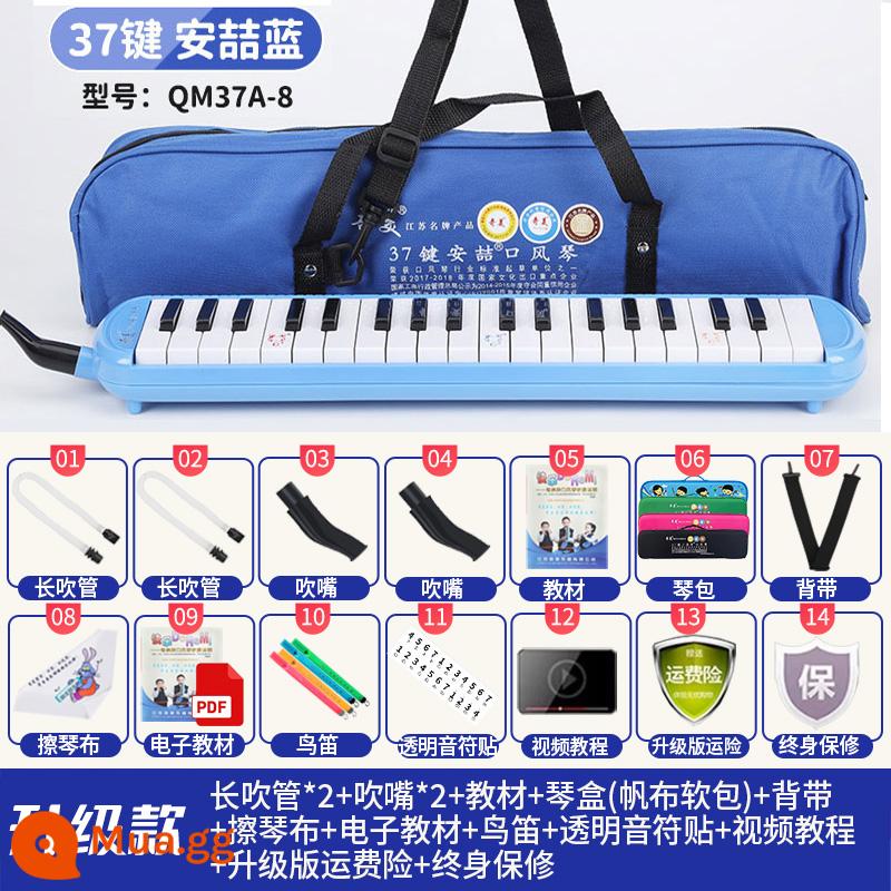 Chimei miệng đàn organ 37 phím 32 phím DHS học sinh tiểu học lớp học đặc biệt nhạc cụ trẻ em người mới bắt đầu chơi đàn organ miệng - Túi mềm Chimei [Anzhe 37 Key Blue] + hướng dẫn chơi + gói quà