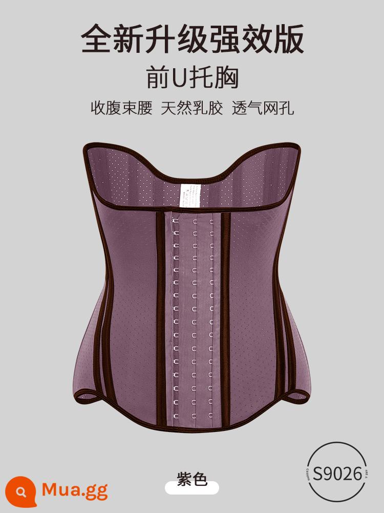 Corset chuyên dụng cho váy đầm, giảm béo và săn chắc bụng cho nữ, săn chắc bụng sau sinh, nâng đỡ ngực hình chữ U, đai cao su định hình cơ thể - Áo nịt ngực chữ U và kiểm soát bụng-Tím (màu mới mùa đông)