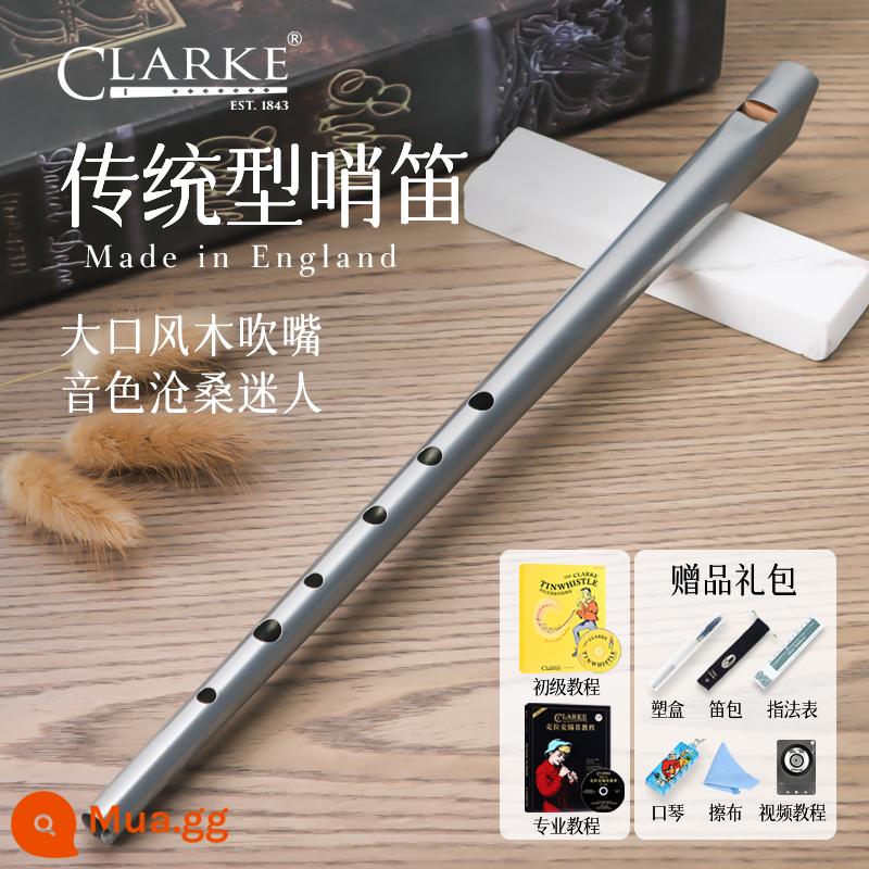 Clarke Clarke Irish Còi Sáo Thiếc Truyền Thống C-Tune D-Tune Thẳng Sáo Kim Loại Nhạc Cụ Nhập Khẩu Của Anh - C tone bạc + hướng dẫn cho người mới bắt đầu và chuyên nghiệp