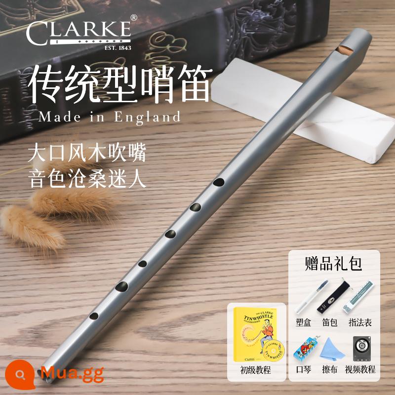 Clarke Clarke Irish Còi Sáo Thiếc Truyền Thống C-Tune D-Tune Thẳng Sáo Kim Loại Nhạc Cụ Nhập Khẩu Của Anh - Tông C bạc + hướng dẫn cho người mới bắt đầu