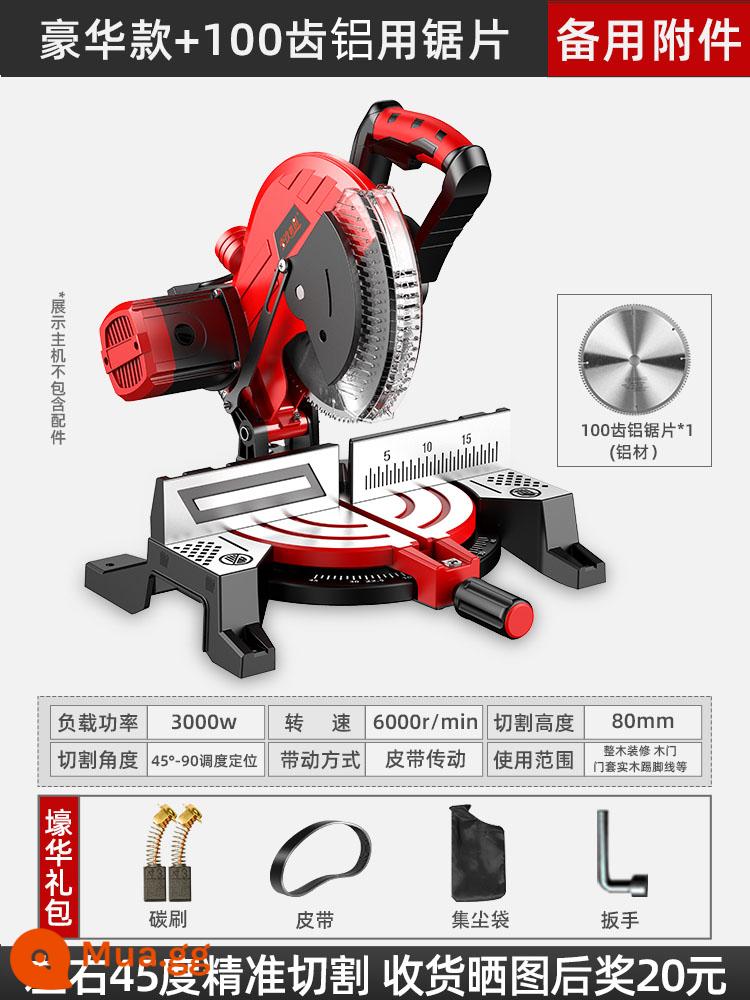 Máy cắt chính xác cao Máy cưa nhôm 10 inch hợp kim nhôm cấu hình đặc biệt nhôm chế biến gỗ cưa góc 45 độ cưa - Model cao cấp + Lưỡi cưa nhôm 100 răng + phụ kiện dự phòng