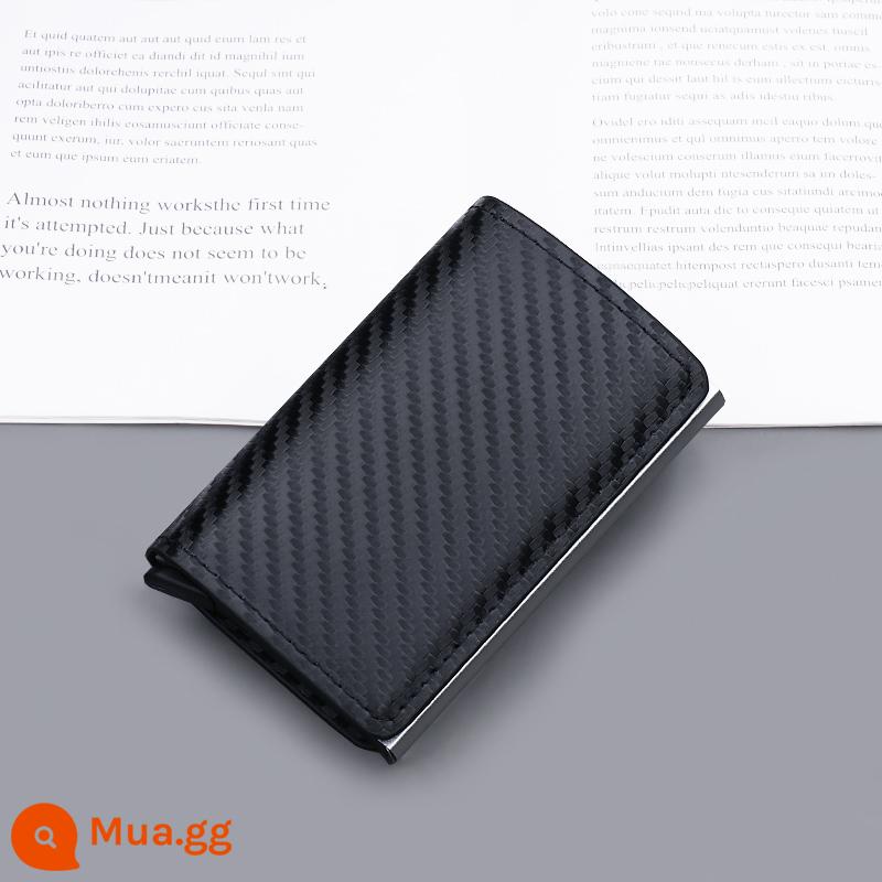 Hộp đựng thẻ bằng kim loại bằng sợi carbon bàn chải chống trộm hộp đựng thẻ bật lên tự động dành cho nam nhỏ gọn xách tay túi đựng chứng minh thư của phụ nữ màu đỏ lưới - 1026 ngăn đựng thẻ bằng sợi carbon màu đen 9 khe cắm thẻ