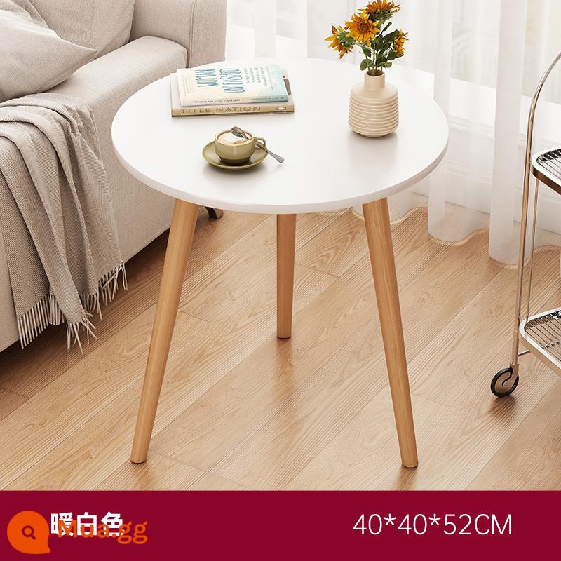 Bàn cà phê phòng khách sofa nhà bàn phụ đơn giản hiện đại đơn giản bàn nhỏ lưới đỏ ban công bàn trà phòng ngủ bàn cạnh giường ngủ - Trắng ấm 40*40*52CM [chân gỗ nguyên khối một lớp]