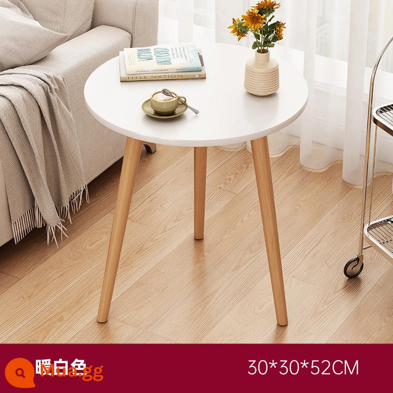 Bàn cà phê phòng khách sofa nhà bàn phụ đơn giản hiện đại đơn giản bàn nhỏ lưới đỏ ban công bàn trà phòng ngủ bàn cạnh giường ngủ - Trắng ấm 30 * 30 * 52CM [chân gỗ nguyên khối một lớp]