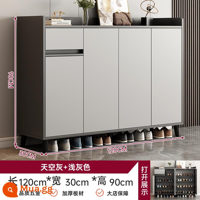 Tủ giày cửa nhà tủ hiên tất cả -in -one lối vào cửa vào tủ lưu trữ tủ đơn giản tủ lưu trữ tủ quần áo - [Chống ẩm và ổn định❤️Chân gỗ PVC] Xám Sky + Xám nhạt 120*30*90cm