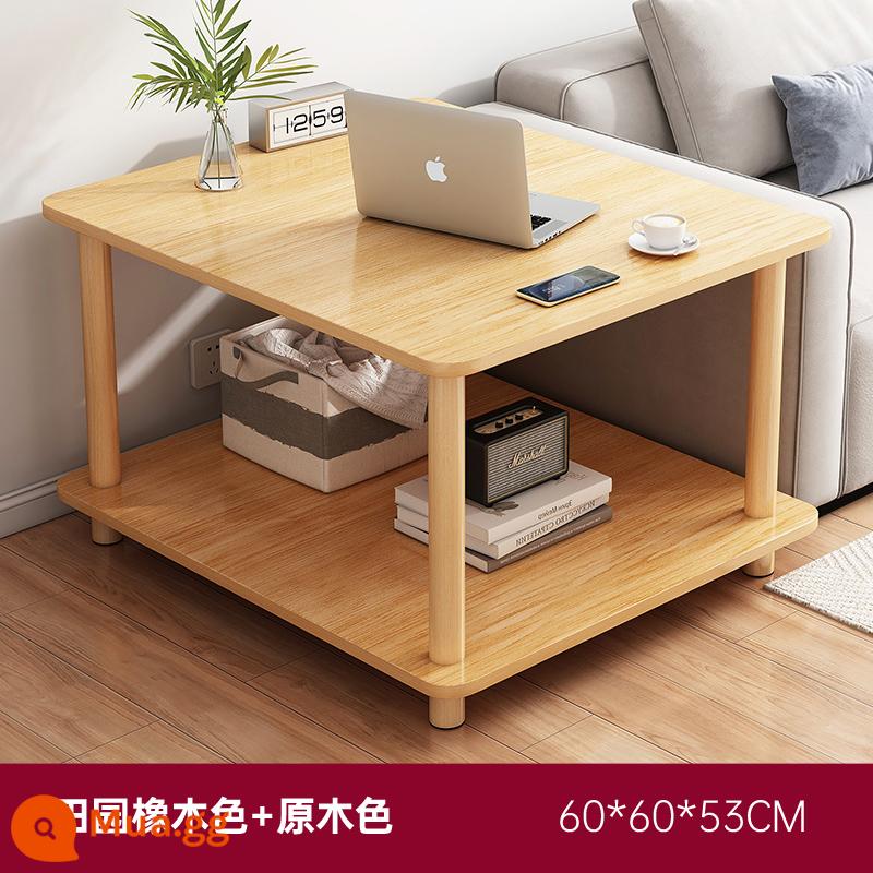 Bàn nhỏ sofa bên một số nhà phòng khách căn hộ nhỏ bàn cà phê cho thuê nhà kệ đầu giường Bắc Âu bàn trà đơn giản - Màu gỗ sồi mục vụ [60*60*53] chân gỗ nguyên khối kiểu dáng đơn giản