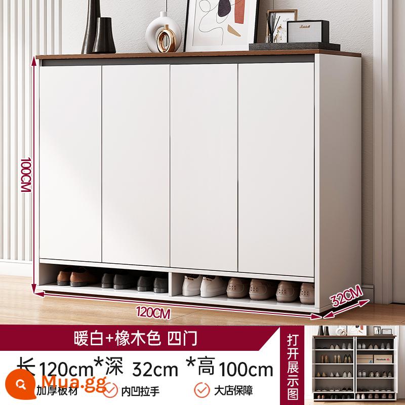 Tủ giày cửa nhà tủ hiên tất cả -in -one lối vào cửa vào tủ lưu trữ tủ đơn giản tủ lưu trữ tủ quần áo - [Tấm dày nâng cấp] Màu trắng ấm + gỗ sồi 120 * 32 * 100cm (Ưu đãi đặc biệt năm mới)