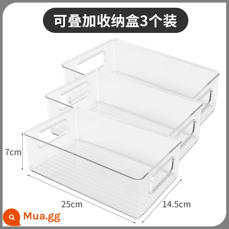 Trong suốt hộp lưu trữ để bàn nhựa acrylic đồ lặt vặt ký túc xá sinh viên mỹ phẩm văn phòng phẩm hoàn thiện hộp bàn hộp - Hộp đựng có thể xếp chồng lên nhau [3 cái]