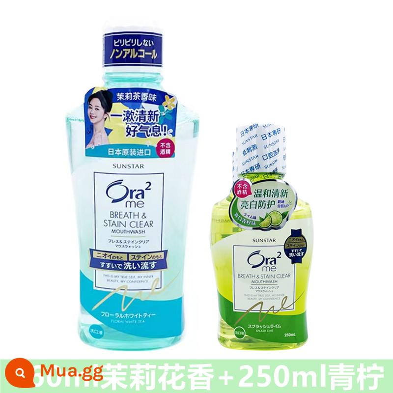 Nước súc miệng Ora2 Haole của Nhật 460ml trắng sáng sạch màu hơi thở thơm mát khử mùi bé trai bé gái - ORA2 Hoa Nhài 460ml+250ml Vôi