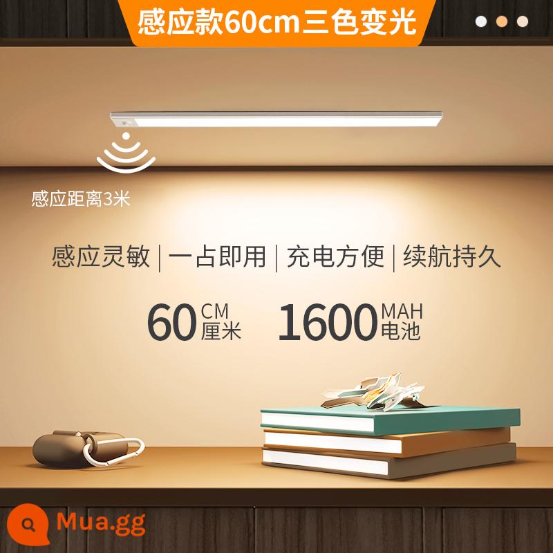 Đèn LED hút từ tự dính tổng thể đèn tủ có thể sạc lại không dây thông minh cơ thể con người cảm ứng nhà bếp tủ quần áo tủ rượu quầy bar ánh sáng - Model sạc 60CM [cảm ứng + luôn sáng + từ tính + điều chỉnh độ sáng] mờ ba màu