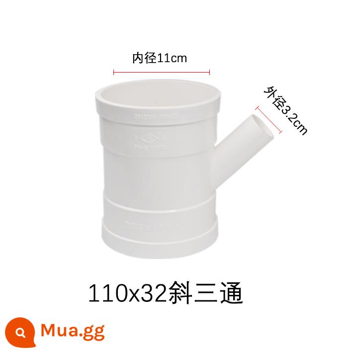 25/32/40/50/110PVC thoát nước và cống ống điều hòa không khí nhỏ giọt biến đường kính xiên tee đường kính khác nhau phụ kiện bốn chiều - Tee nghiêng 110X32