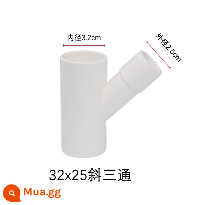 25/32/40/50/110PVC thoát nước và cống ống điều hòa không khí nhỏ giọt biến đường kính xiên tee đường kính khác nhau phụ kiện bốn chiều - Tee nghiêng 32X25