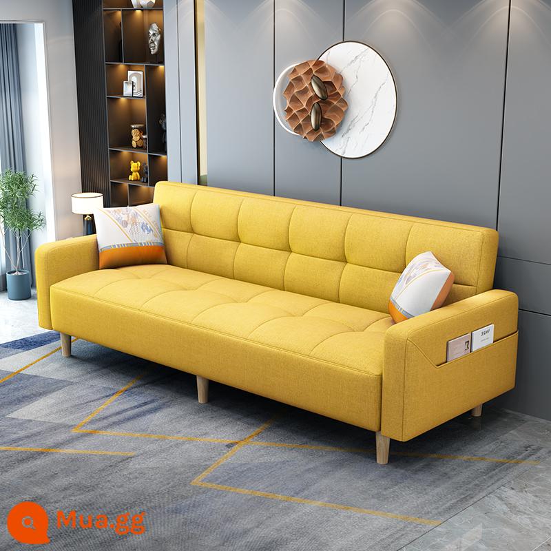 Sofa vải căn hộ nhỏ cho thuê phòng khách đơn giản công nghệ hiện đại vải sofa giường gấp đa năng công dụng kép - Cotton và lanh màu vàng chanh-06