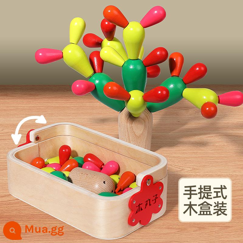 Gỗ xương rồng xương rồng chính tả chèn khối xây dựng Montessori giáo dục sớm xếp hình rèn luyện tư duy đồ chơi trẻ em 1-2 tuổi 3 bé - Xương rồng tháo rời khối xây dựng di động đóng hộp [quà tặng sinh nhật]