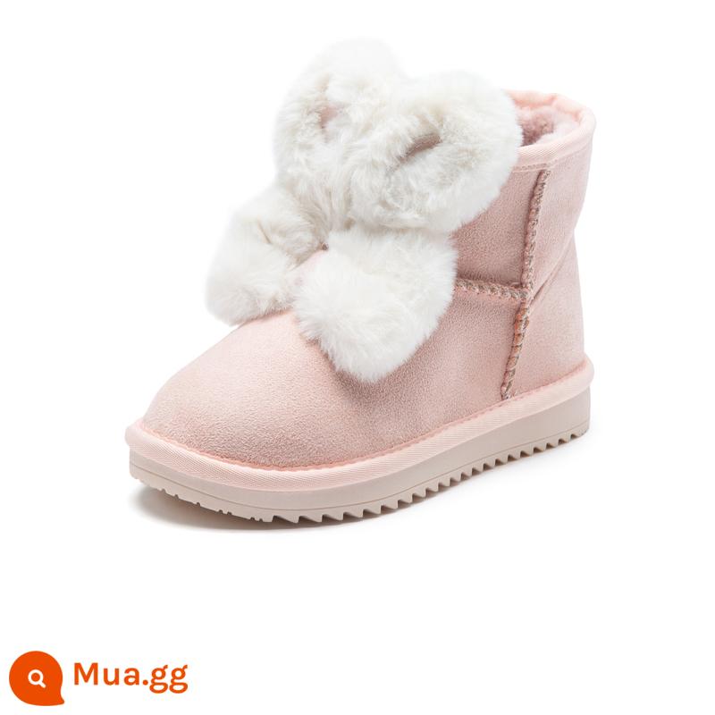 Balabala Children's Snow Boots Girl Baby Plus Velvet Warm Shoes 2022 Mùa đông mới quản lý Boots xu hướng - Giấc mơ hồng 60334