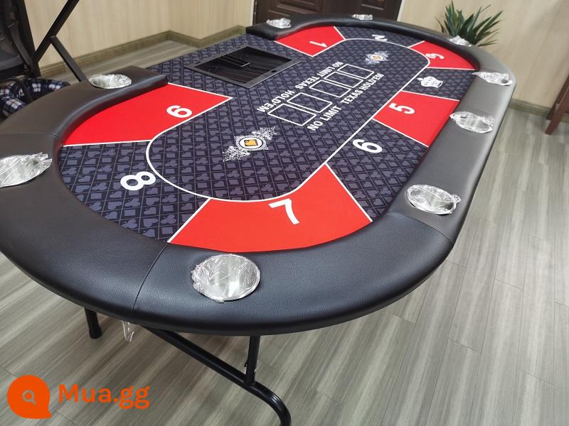 Texas hold'em chip Bàn 10 người chân bàn có thể gập lại có thể tùy chỉnh màu sắc miếng vải lót bàn hạt đậu - Mô hình màu đen và đỏ 213*106CM