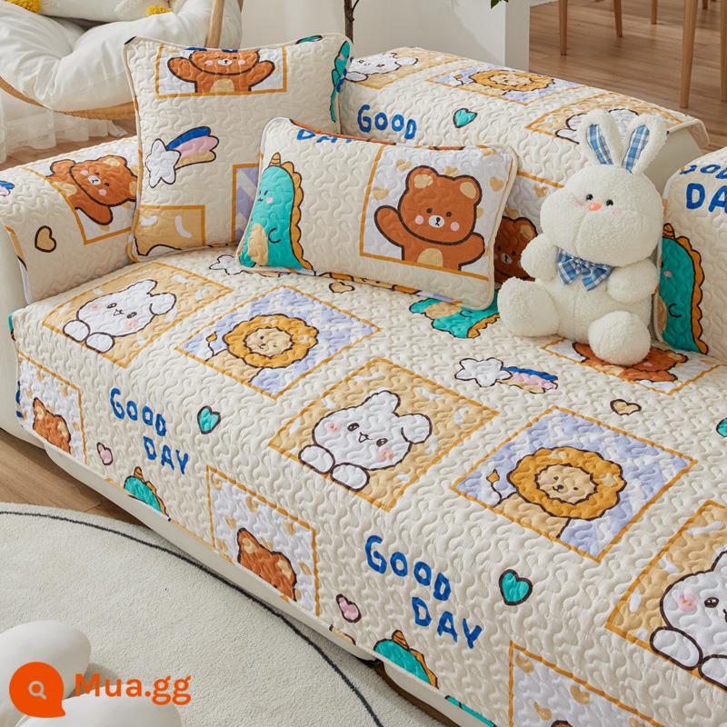 Giá Đặc Biệt Giải Phóng Mặt Bằng Vải Cotton Nguyên Chất Sofa Đệm Chống Trơn Trượt Bắc Âu Đơn Giản Bốn Mùa Đa Năng Đệm Sofa Cotton Khăn - Vương quốc động vật