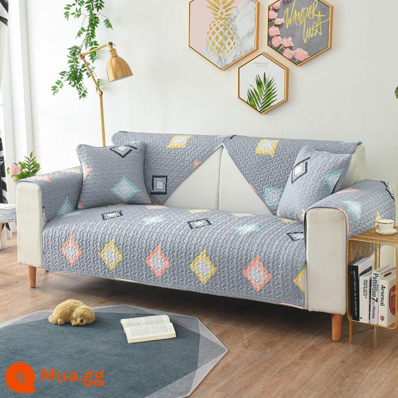 Giá Đặc Biệt Giải Phóng Mặt Bằng Vải Cotton Nguyên Chất Sofa Đệm Chống Trơn Trượt Bắc Âu Đơn Giản Bốn Mùa Đa Năng Đệm Sofa Cotton Khăn - hình vuông đầy màu sắc