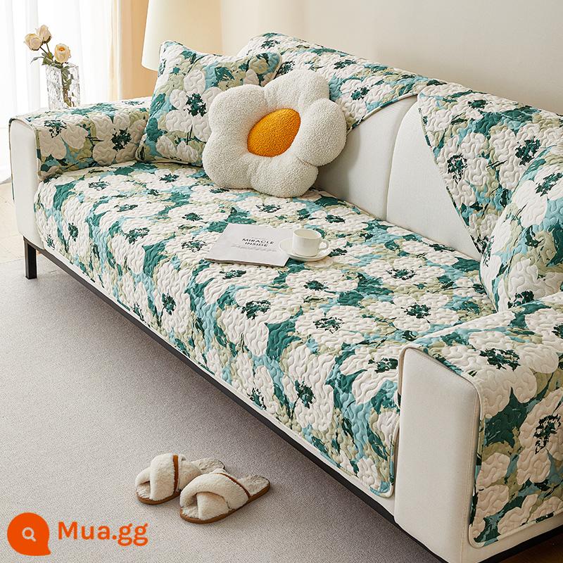 Giá Đặc Biệt Giải Phóng Mặt Bằng Vải Cotton Nguyên Chất Sofa Đệm Chống Trơn Trượt Bắc Âu Đơn Giản Bốn Mùa Đa Năng Đệm Sofa Cotton Khăn - Bạch hoa hội