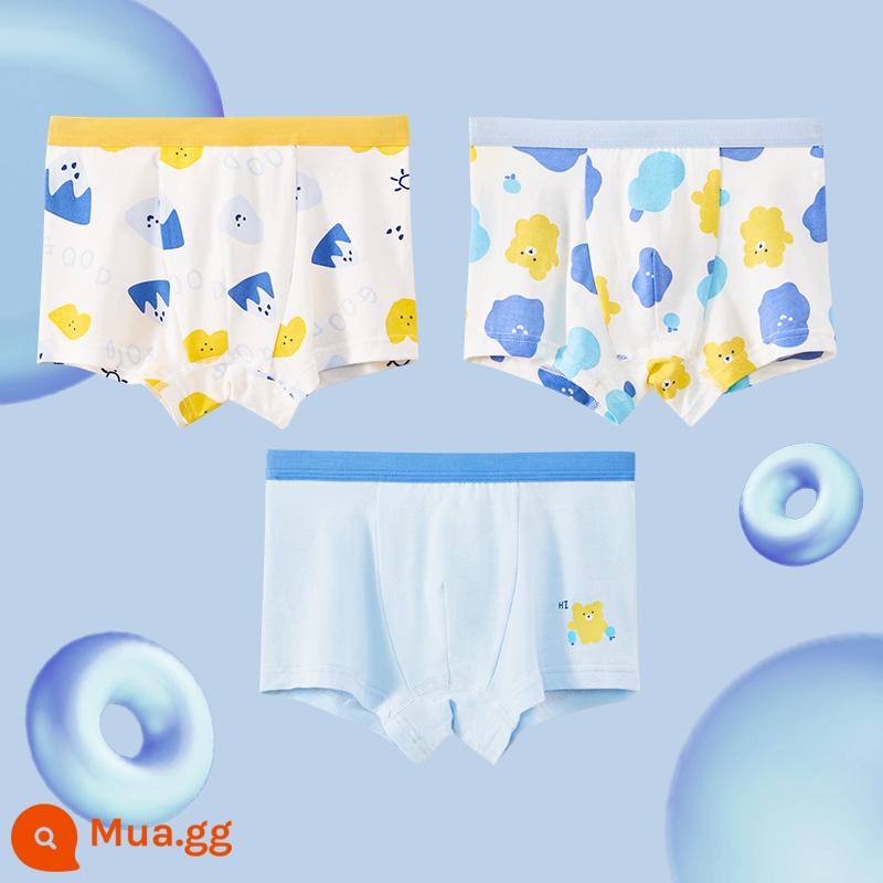 Đậu Đỏ Quần Lót Trẻ Em Bé Trai Modal Lót Cotton Kháng Khuẩn Mùa Hè Mỏng Phần Lớn Trẻ Em Tam Giác Vuông Quần Short - DK109 Capri Xanh